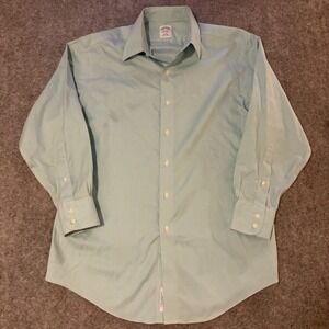Brooks Brothers Dress‎ Shirt Mens 15.5-32 Light Green Gingham Old Money Golf